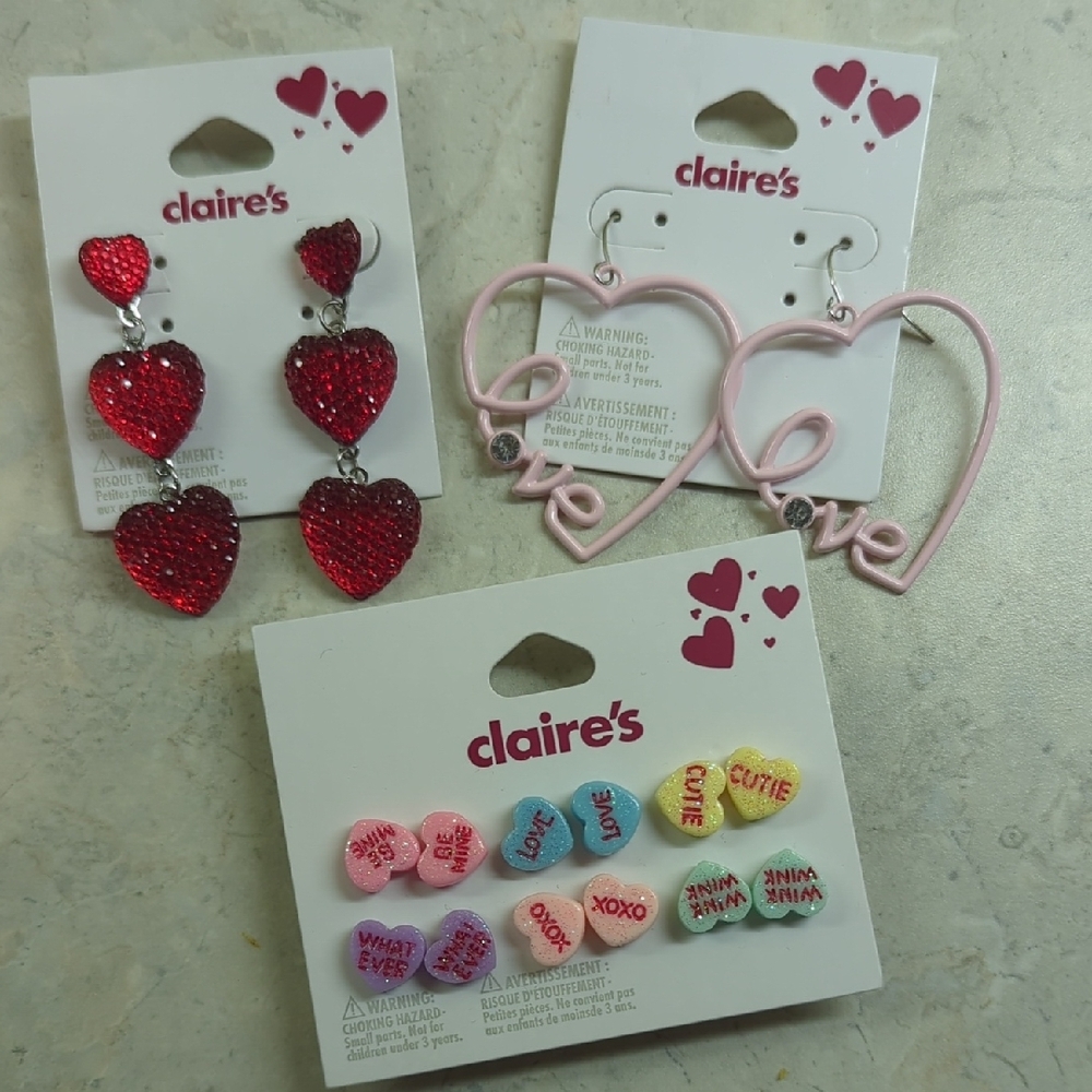 Claire's Heart Earrings For Pierced Ears